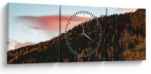 Slika crvenih oblaka iznad brda (sa satom) (90x30 cm)