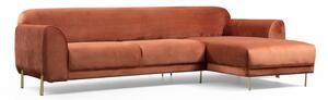 Narančasto-smeđi kutni kauč na razvlačenje s baršunastom površinom Artie Image, desni kut