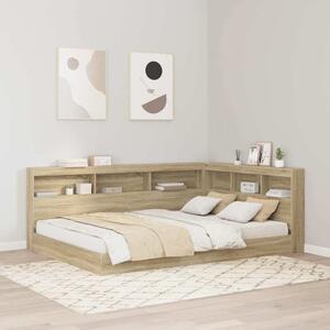 Krevet s policama sonoma hrast 160 x 200 cm Konstruirano drvo - Smeđa / 160 x 200 cm