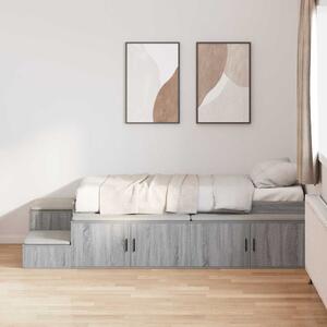 Krevet s ladicama Siva Sonoma 75 cm Konstruirano drvo - Siva / 75 cm