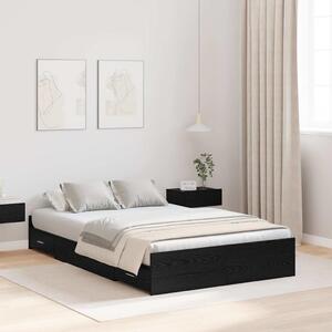 Krevet s ladicama Crni hrast 120 x 190 cm Konstruirano drvo - Crna / 120 x 190 cm