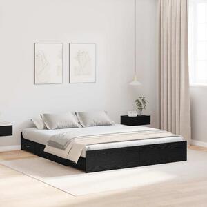 Krevet s ladicama Crni hrast 135 x 190 cm Konstruirano drvo - Crna / 135 x 190 cm