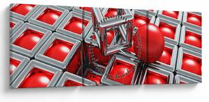 Slika - 3D metalik apstrakcija (sa satom) (90x30 cm)