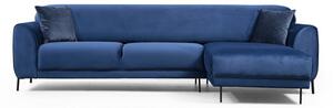 Plavi kutni kauč na razvlačenje s baršunastom površinom Artie Image, desni kut