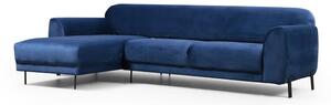Plavi kutni kauč na razvlačenje s baršunastom površinom Artie Image, lijevi kut