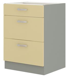 Zondo.hr Donji kuhinjski ormarić Kelyn 60 D 3S BB (krem sjaj + siva). 1032766