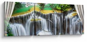 Slika - Pogled na čarobne slapove (sa satom) (90x30 cm)