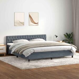 Krevet s oprugama i madracem tamnosivi 180x210 cm baršunasti - Siva / 180 x 210 cm