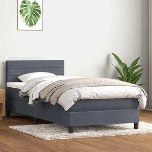Box Spring krevet s madracem tamno sivi 80x210 cm baršun - Siva / 80 x 210 cm