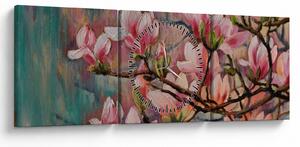 Slika - Oljna slika, Cvetoča sakura (sa satom) (90x30 cm)