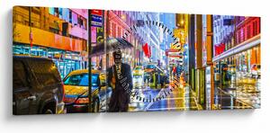 Slika - Mesto v neonskem sijaju (sa satom) (90x30 cm)