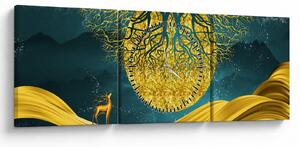 Slika - Abstrakcija, Zlata pokrajina (sa satom) (90x30 cm)