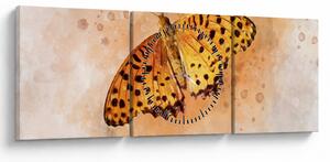 Slika - Oranžni metulj, akvarel (sa satom) (90x30 cm)
