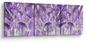 Slika - Vijolični listi v mavcu (sa satom) (90x30 cm)