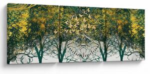 Slika - Jeleni v zelenem gozdu (sa satom) (90x30 cm)