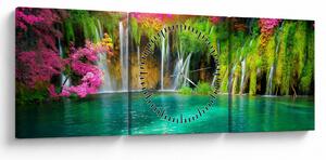 Slika - Slap, Plitvička jezera, Hrvaška (sa satom) (90x30 cm)