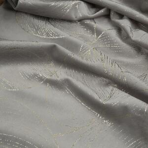 Baršunasti središnji stolnjak sa sjajnim sivim printom lišća Širina: 35 cm | Duljina: 140 cm