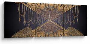 Slika - Zlata mandala s puščicami (sa satom) (90x30 cm)