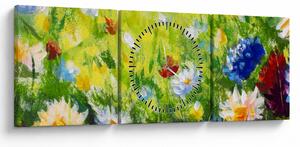 Slika cvetočega travnika, oljna slika (sa satom) (90x30 cm)