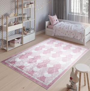 Dječji ružičasti tepih s motivom srca Širina: 80 cm | Duljina: 150 cm
