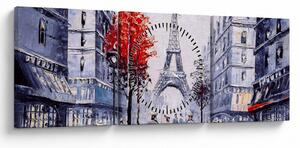 Slika ulice v Parizu, oljna slika (sa satom) (90x30 cm)