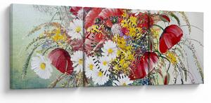 Slika vaze z divjimi rožami (sa satom) (90x30 cm)