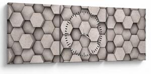 Slika - Heksagoni v betonski zasnovi (sa satom) (90x30 cm)