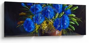 Slika modrih rož v vazi (sa satom) (90x30 cm)