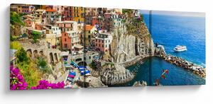 Slika - Italijanska vasica Manarola (sa satom) (90x30 cm)
