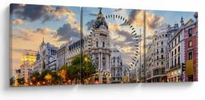Slika - Calle Gran Vía, Madrid, Španija (sa satom) (90x30 cm)
