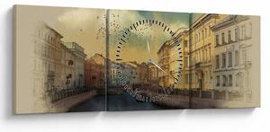 Slika - reka Moyka, Sankt Peterburg, Rusija (sa satom) (90x30 cm)