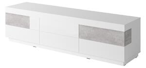 TV stol Austin 118Bijela, Boja betona, Sjajno bijela, 206x54x51cm