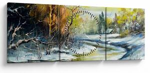Slika zimske reke, oljna slika (sa satom) (90x30 cm)