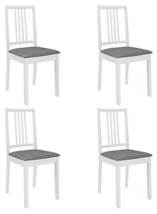 VidaXL Blagovaonske stolice od masivnog drva s jastucima 4 kom bijele