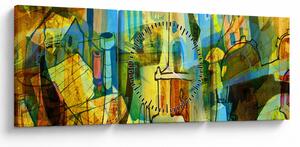Slika - Arhitektura, kubistična abstrakcija (sa satom) (90x30 cm)