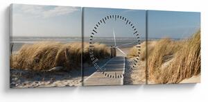 Slika - Peščena plaža na otoku Langeoog, Nemčija (sa satom) (90x30 cm)