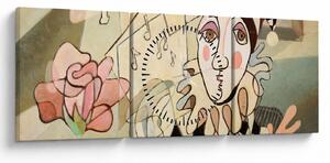Slika - Kubizem - harlekin in vrtnica (sa satom) (90x30 cm)