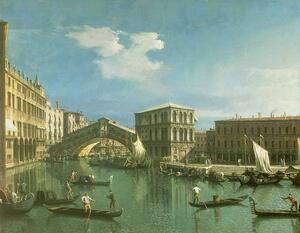 Reprodukcija The Rialto Bridge, Venice, (1697-1768) Canaletto