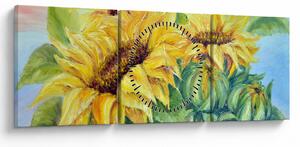Slika cvetočih sončnic (sa satom) (90x30 cm)