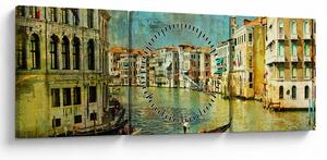 Slika - Beneški kanal in gondole (sa satom) (90x30 cm)