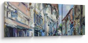 Slika - Aleja starega mesta, akrilna slika (sa satom) (90x30 cm)