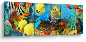Slika - Barvit koralni greben (sa satom) (90x30 cm)