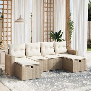 VidaXL 6-dijelni set vrtnih sofa s jastucima bež od poliratana