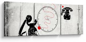 Slika - Telefonska risba v slogu Banksyja (sa satom) (90x30 cm)