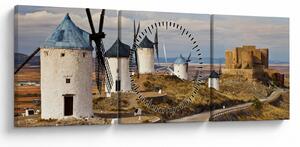Slika - Mlini na veter Consuegra, Španija (sa satom) (90x30 cm)