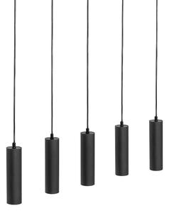 Moderna viseća lampa crna s drvenim 5 svjetla - Jeana