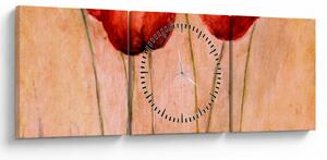 Slika - Rdeči tulipani (sa satom) (90x30 cm)