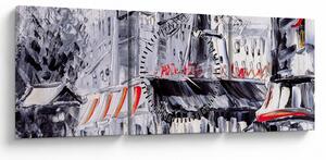 Slika - Ulica v Parizu, oljna slika (sa satom) (90x30 cm)