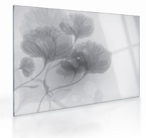 Staklena slika rož v odtenkih sive (70x50 cm)