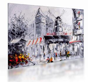 Staklena slika - Ulica v Parizu, oljna slika (70x50 cm)